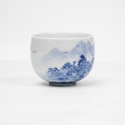 Sword Kiln Ceramic Tea Cup Blue Landscape Deep for Gongfu Tea