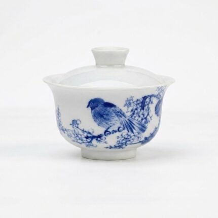 Sword Kiln Ceramic Gaiwan Blue Landscape for Gongfu Tea