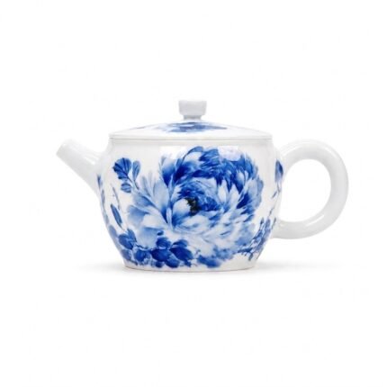 Sword Kiln Ceramic Teapot Blue Landscape for Tea Brewing