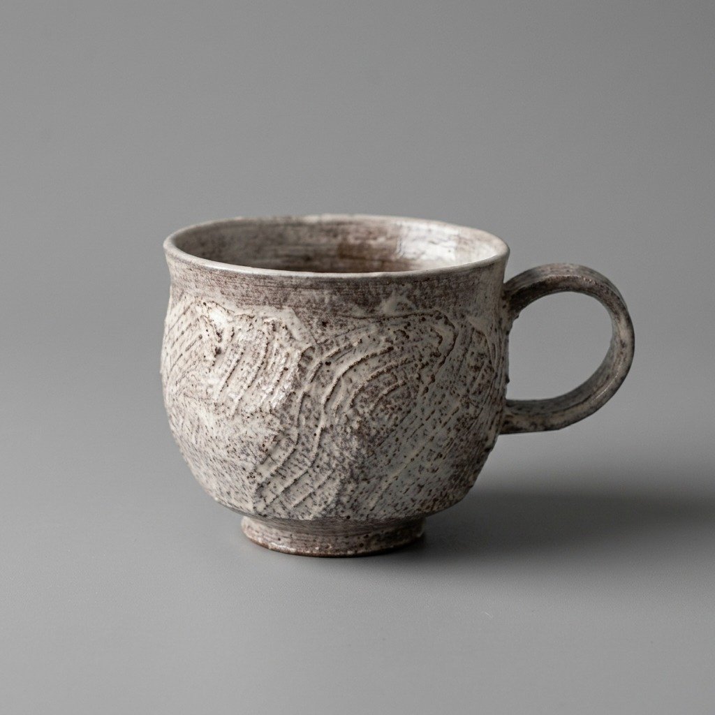 Ceramic Mug Carved Texture Er Kang for Tea