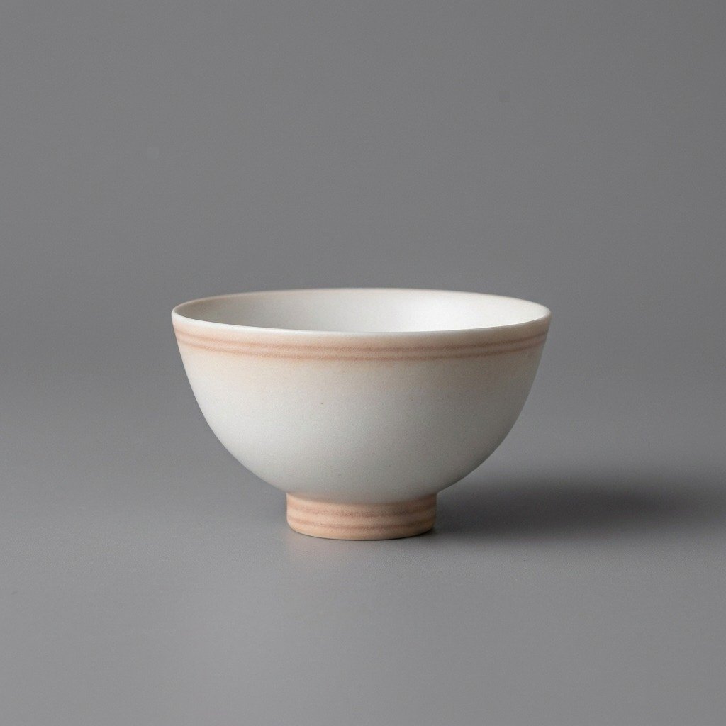 Ceramic Tea Cup White Rim Deep Er Kang