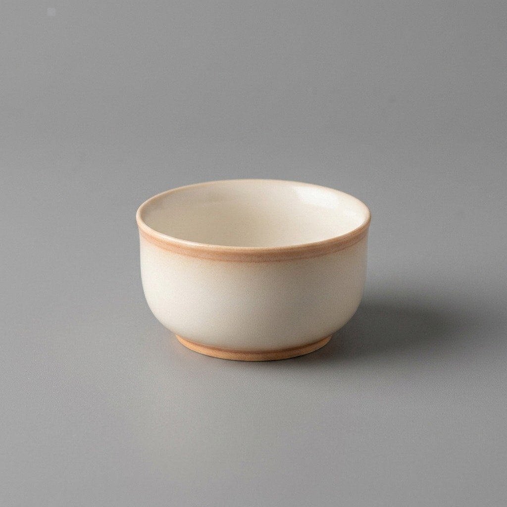 Ceramic Tea Cup White Rim Small Er Kang