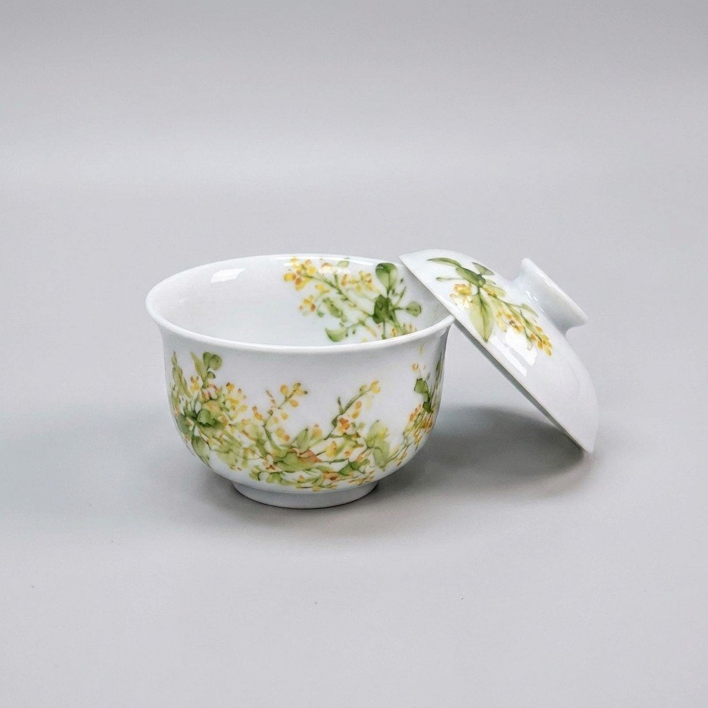 Sword Kiln Ceramic Gaiwan Floral Fruit Famille Rose for Gongfu Tea