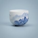 Sword Kiln Ceramic Tea Cup Blue Landscape Deep for Gongfu Tea
