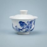 Sword Kiln Ceramic Gaiwan Blue Landscape for Gongfu Tea