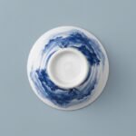 Sword Kiln Ceramic Tea Cup Blue Landscape Flared for Gongfu Tea