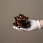 Ceramic Gaiwan Amber Speckled Jizhou Kiln for Gongfu Tea