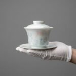 Ceramic Gaiwan Butterfly Floral Relief for Gongfu Tea