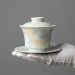 Ceramic Gaiwan Osmanthus Floral Relief for Gongfu Tea