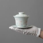 Ceramic Gaiwan Tulip Floral Relief for Gongfu Tea