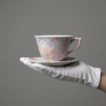 Ceramic Tea Cup and Saucer Set Floral Relief for Tea and Coffee