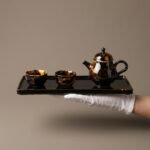 Ceramic Tea Set Amber Mottled Jizhou Kiln for Tea Serving