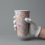 Ceramic Tumbler Dark Floral Relief for Tea and Coffee