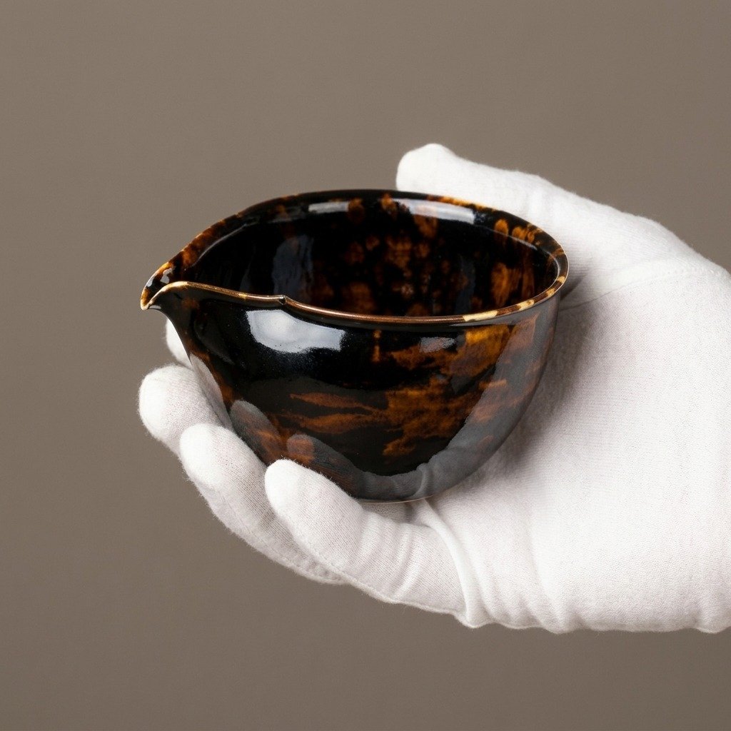 Fair Cup Wide Amber Mottled Jizhou Kiln for Tea Serving