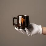Mug and Saucer Set Maple Leaf Jizhou Kiln for Tea and Coffee