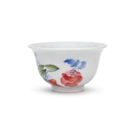 Sword Kiln Ceramic Tea Cup Floral Fruit Flared for Gongfu Tea