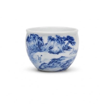 Sword Kiln Ceramic Tea Cup Blue Landscape Deep for Gongfu Tea