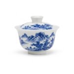 Sword Kiln Ceramic Gaiwan Blue Landscape for Gongfu Tea