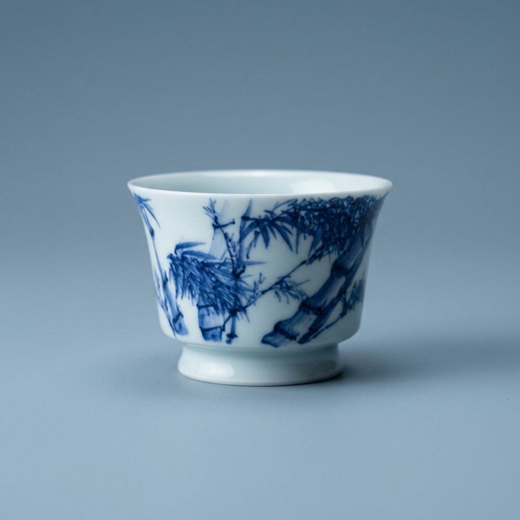 Sword Kiln Ceramic Tea Cup Blue Bamboo for Gongfu Tea