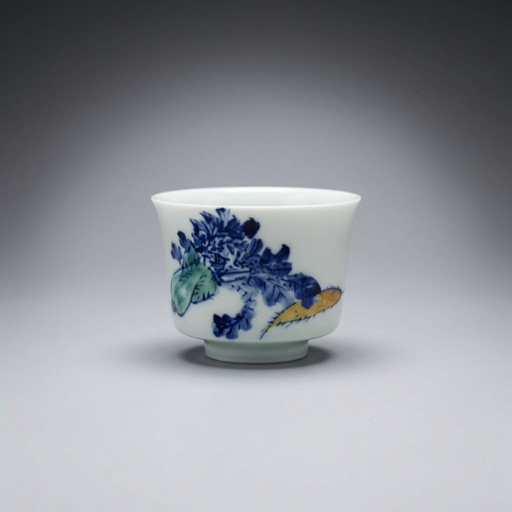 Sword Kiln Ceramic Tea Cup Vegetable Motif for Gongfu Tea