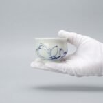 Sword Kiln Ceramic Tea Cup Lotus Brushwork for Gongfu Tea
