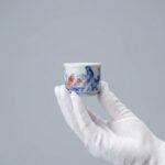 Sword Kiln Ceramic Tea Cup Floral Panel for Gongfu Tea