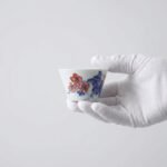 Sword Kiln Ceramic Tea Cup Red Floral for Gongfu Tea