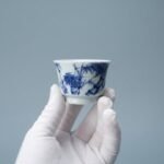 Sword Kiln Ceramic Tea Cup Blue Bamboo for Gongfu Tea