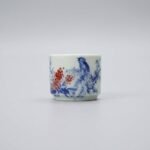 Sword Kiln Ceramic Tea Cup Floral Panel for Gongfu Tea