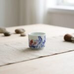 Sword Kiln Ceramic Tea Cup Floral Panel for Gongfu Tea