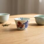 Sword Kiln Ceramic Tea Cup Red Floral for Gongfu Tea