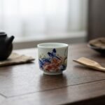 Sword Kiln Ceramic Tea Cup Floral Bird for Gongfu Tea