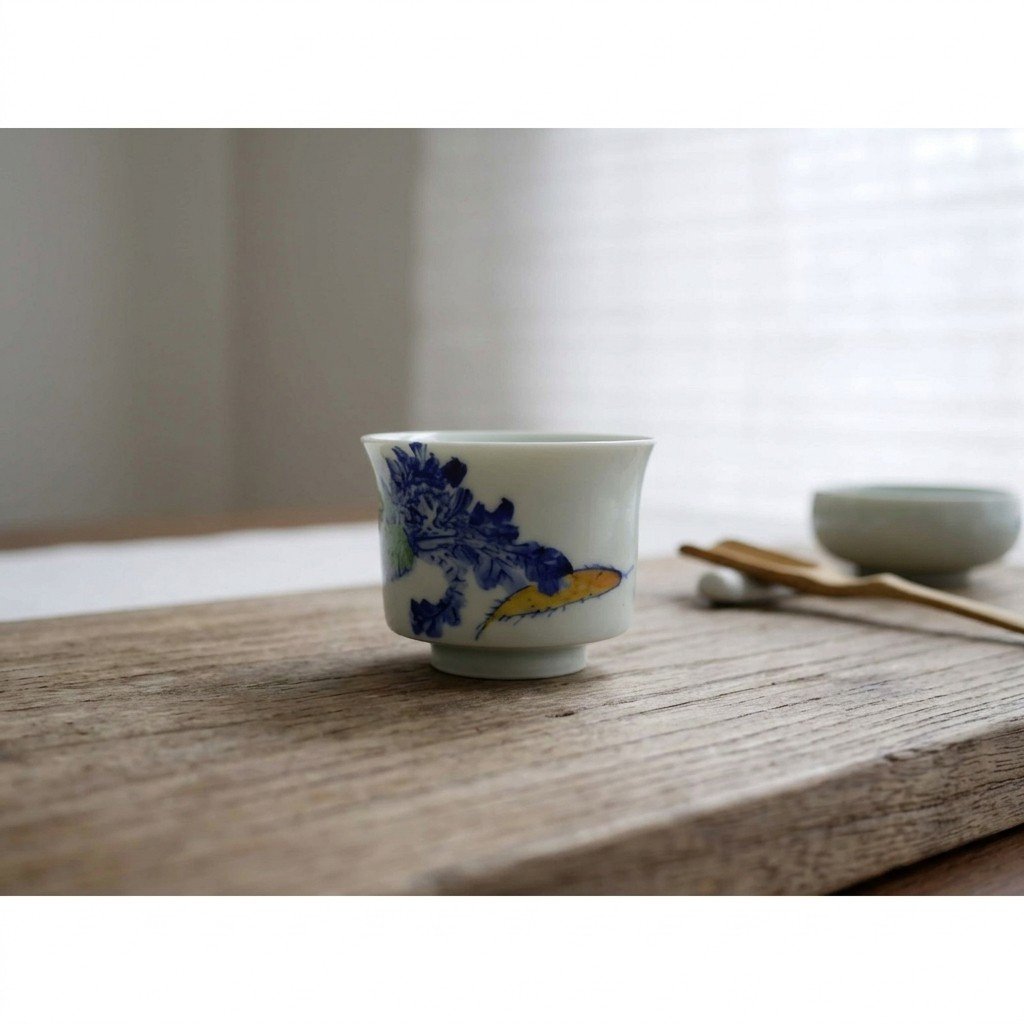 Sword Kiln Ceramic Tea Cup Vegetable Motif for Gongfu Tea