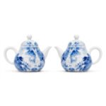 Sword Kiln Ceramic Teapot Blue Landscape Pear for Tea Brewing