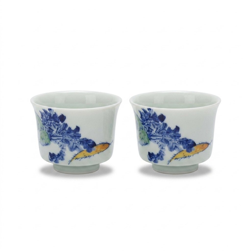 Sword Kiln Ceramic Tea Cup Vegetable Motif for Gongfu Tea