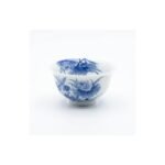 Ceramic Tea Cup Blue White Lotus Hand Painted for Gongfu Tea
