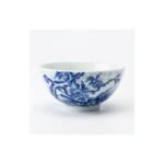 Ceramic Tea Cup Blue White Vine Wide for Gongfu Tea