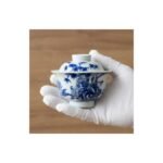 Ceramic Gaiwan Blue White Bamboo Hand Painted for Gongfu Tea