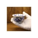Ceramic Tea Cup Blue White Floral Bowl for Gongfu Tea