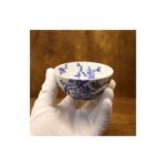 Ceramic Tea Cup Blue White Vine Wide for Gongfu Tea