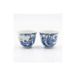 Ceramic Tea Cup Blue White Floral Tall for Gongfu Tea