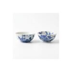 Ceramic Tea Cup Blue White Vine Wide for Gongfu Tea