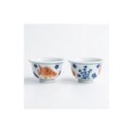 Ceramic Tea Cup Red Green Fish Hand Painted for Gongfu Tea