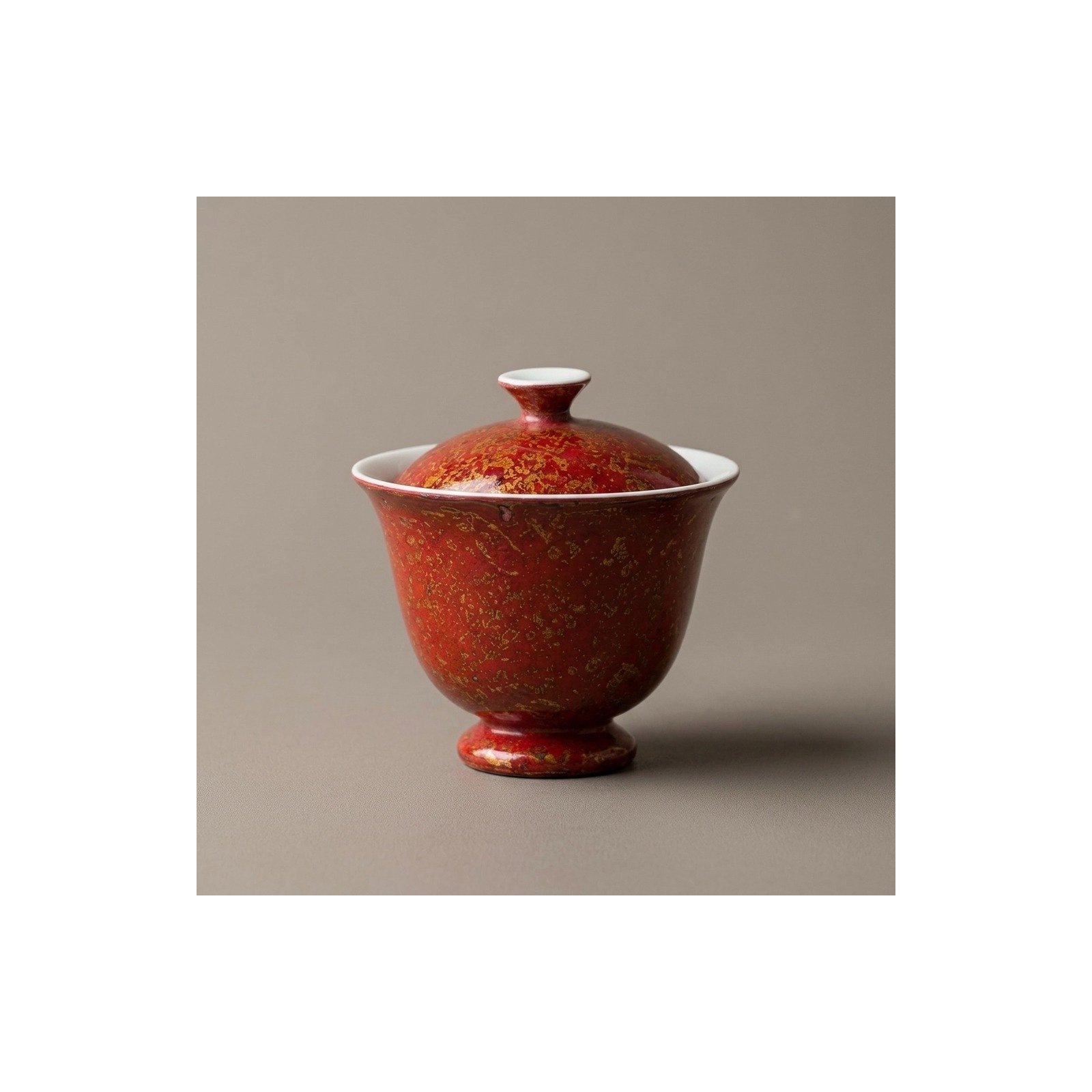 Ceramic Gaiwan Daqi Lacquer Red for Gongfu Tea
