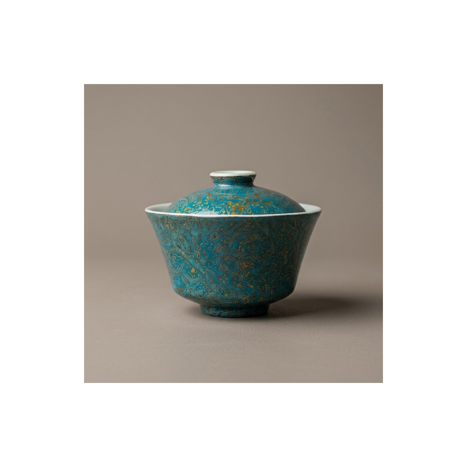 Ceramic Gaiwan Daqi Lacquer Teal for Gongfu Tea