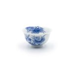Ceramic Tea Cup Blue White Lotus Hand Painted for Gongfu Tea