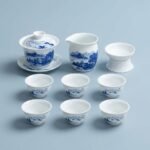 Gongfu Tea Set – Mountain Landscape Porcelain Gaiwan