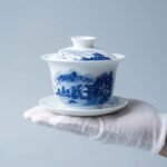 Gongfu Tea Set – Mountain Landscape Porcelain Gaiwan