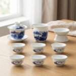 Gongfu Tea Set – Mountain Landscape Porcelain Gaiwan