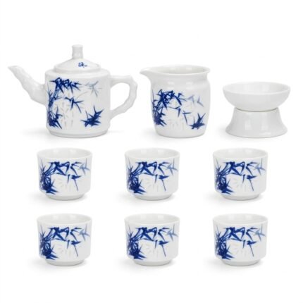 Gongfu Tea Set – Bamboo Porcelain Teapot